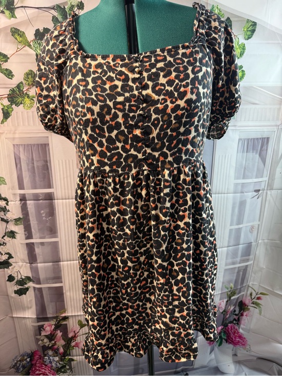 Who What Wear Dresses & Skirts - 1001-Who What Wear Animal Print Smocked-Neck Mini Dress in Black, Tan, Rust